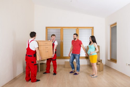 Commercial removals team assisting a business move in Stockwell