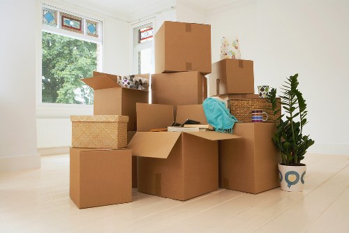 Final moving tasks with packed boxes ready for transport in Stockwell