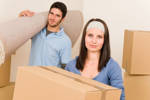 Residential moving preparation with labelled boxes for a Stockwell relocation